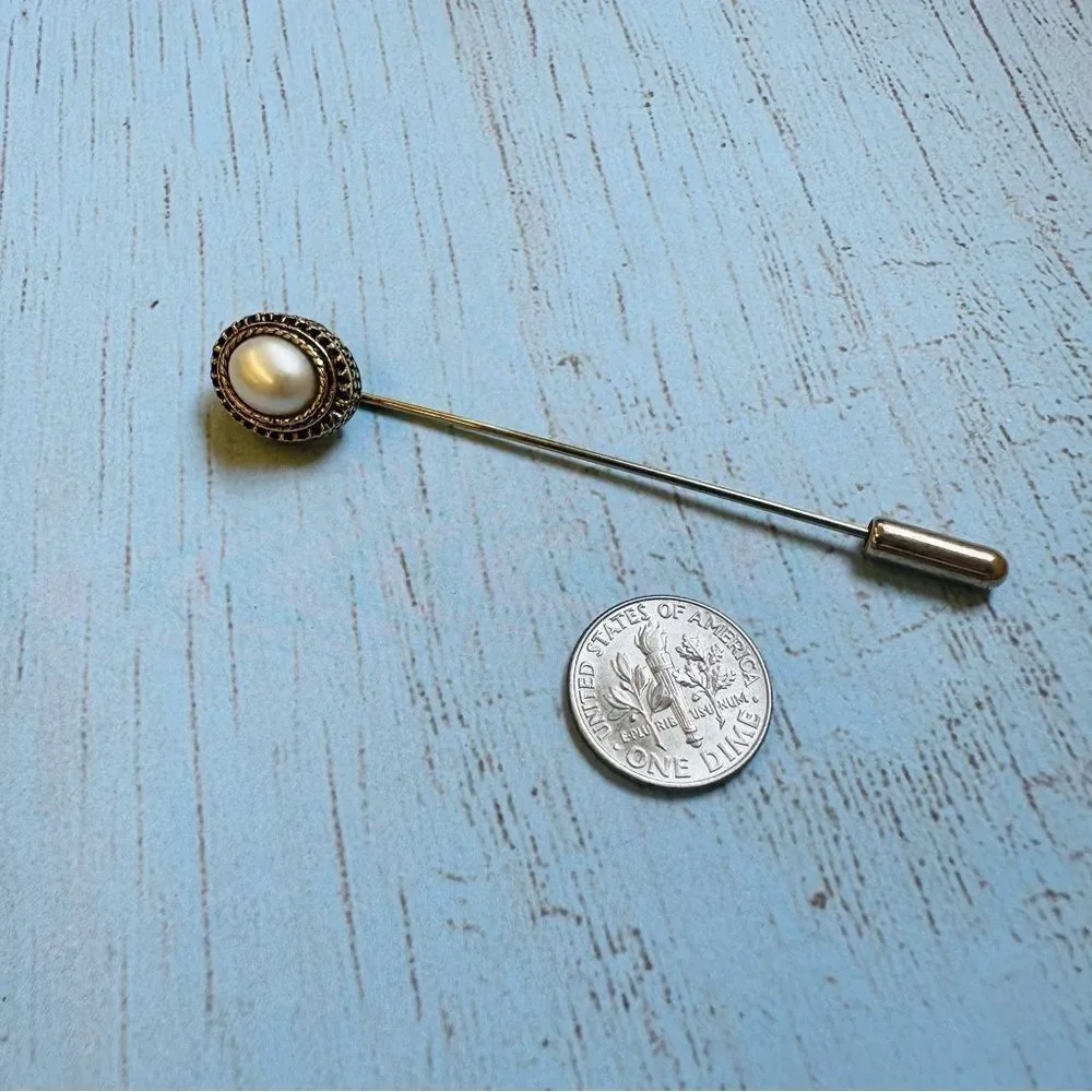 Sarah Coventry Vintage Gold Pearl Stick Pin